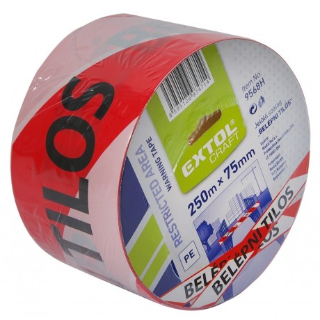 Jelölőszalag 75mmx250m piros-fehér Extol