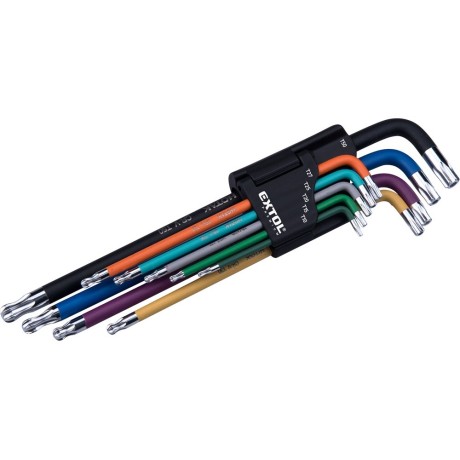 TORX kulcs klt. 9db színes extra hosszú Extol