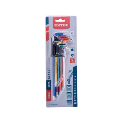 TORX kulcs klt. 9db színes extra hosszú Extol
