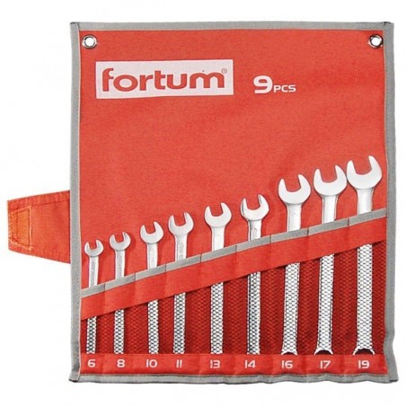 Csillag-villáskulcs klt., 61CrV5., 6-19mm 9db Fortum