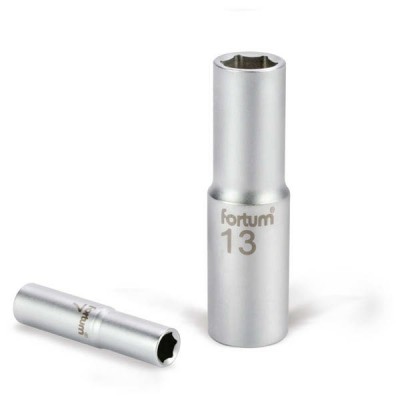 Dugófej, hosszított, 1/2", 61CrV5, mattkróm, FORTUM