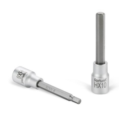 Bitdugófej, imbusz, 1/2", hosszú, 61CrV5/S2, mattkróm, 100mm FORTUM